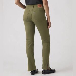 NWT Levi's 724 High Rise Slim Straight Olive Green Jeans
